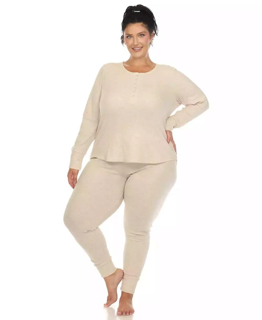 商品White Mark|Plus Size Waffle Pajama Set,价格¥161,第1张图片