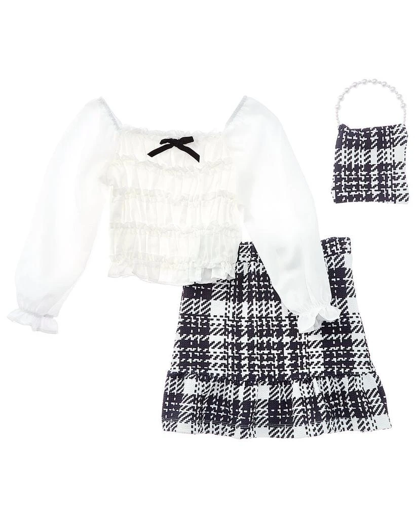 商品Badgley Mischka|Crepe Blouse, Plaid Skirt & Purse Set,价格¥231,第1张图片