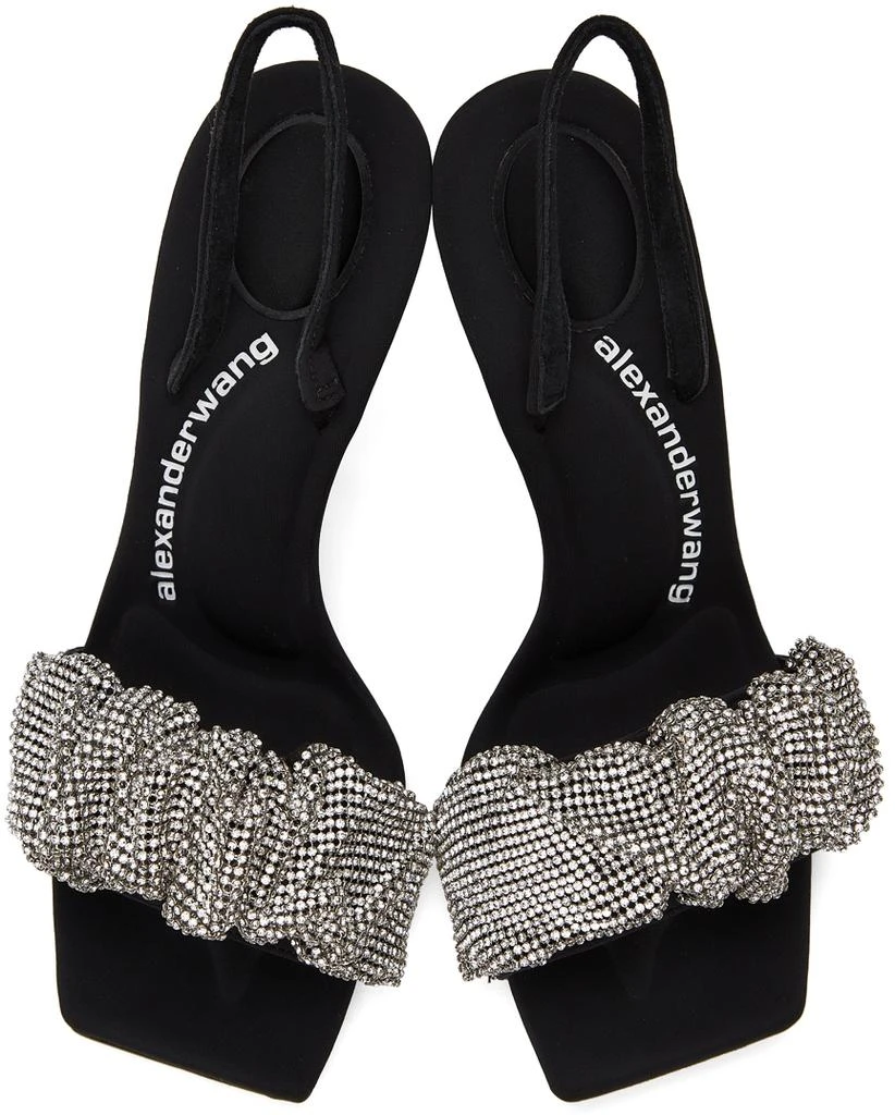 商品Alexander Wang|Black Crystal Scrunchie Julie Heeled Sandals,价格¥6732,第5张图片详细描述
