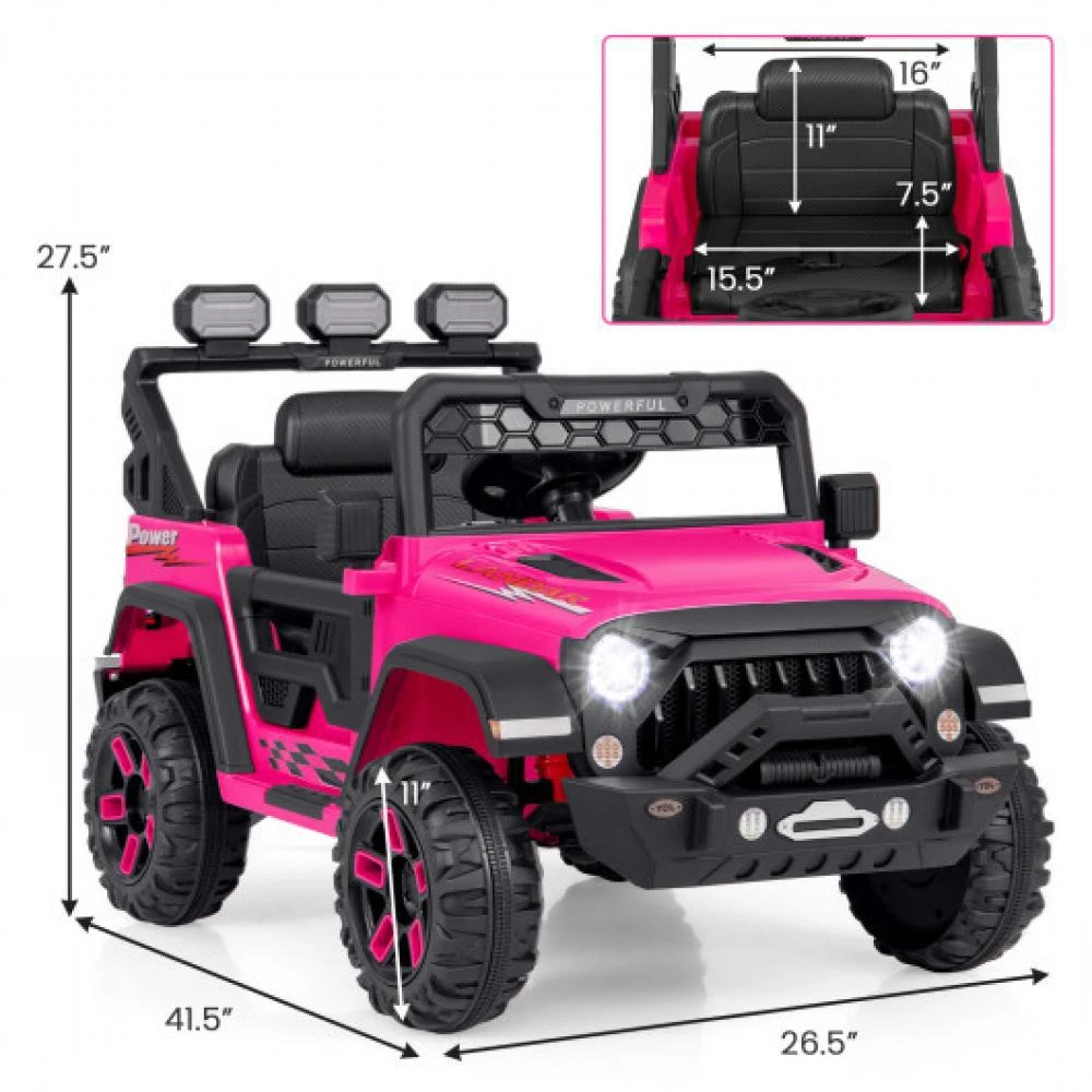 商品Hivvago|12V Electric Kids Ride on Truck with Remote Control and Music-Pink,价格¥2154,第4张图片详细描述