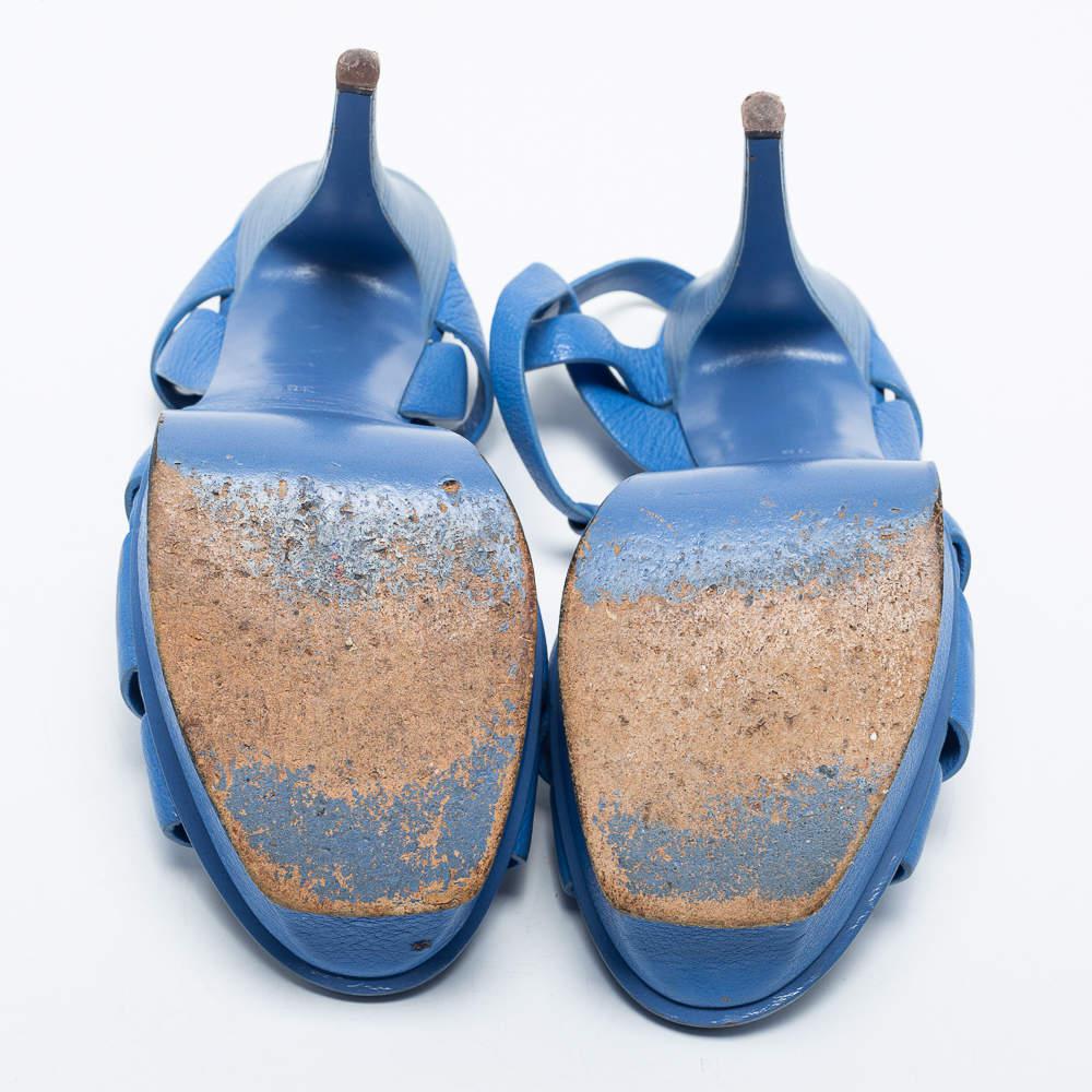 Saint Laurent Blue Leather Tribute Ankle Sandals Size 38商品第6张图片规格展示