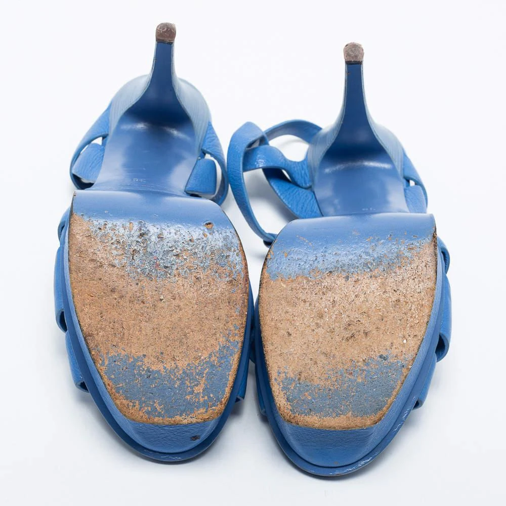 Saint Laurent Blue Leather Tribute Ankle Sandals Size 38  商品