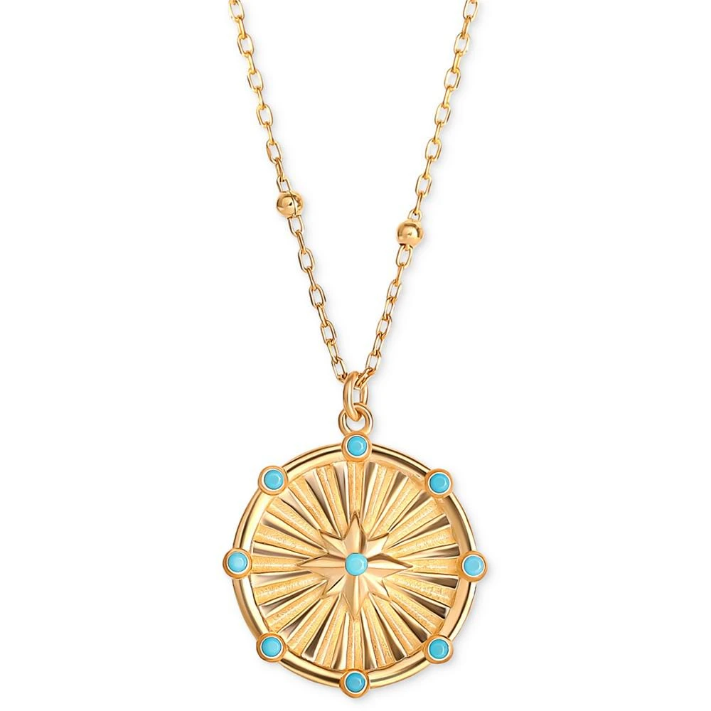 商品Giani Bernini|Blue Cubic Zirconia Starburst Pendant Necklace in 18k Gold-Plated Sterling Silver, 16" + 2" extender, Created for Macy's,价格¥633,第1张图片