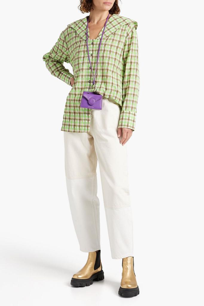 商品Ganni|Checked organic cotton-blend seersucker shirt,价格¥830,第4张图片详细描述