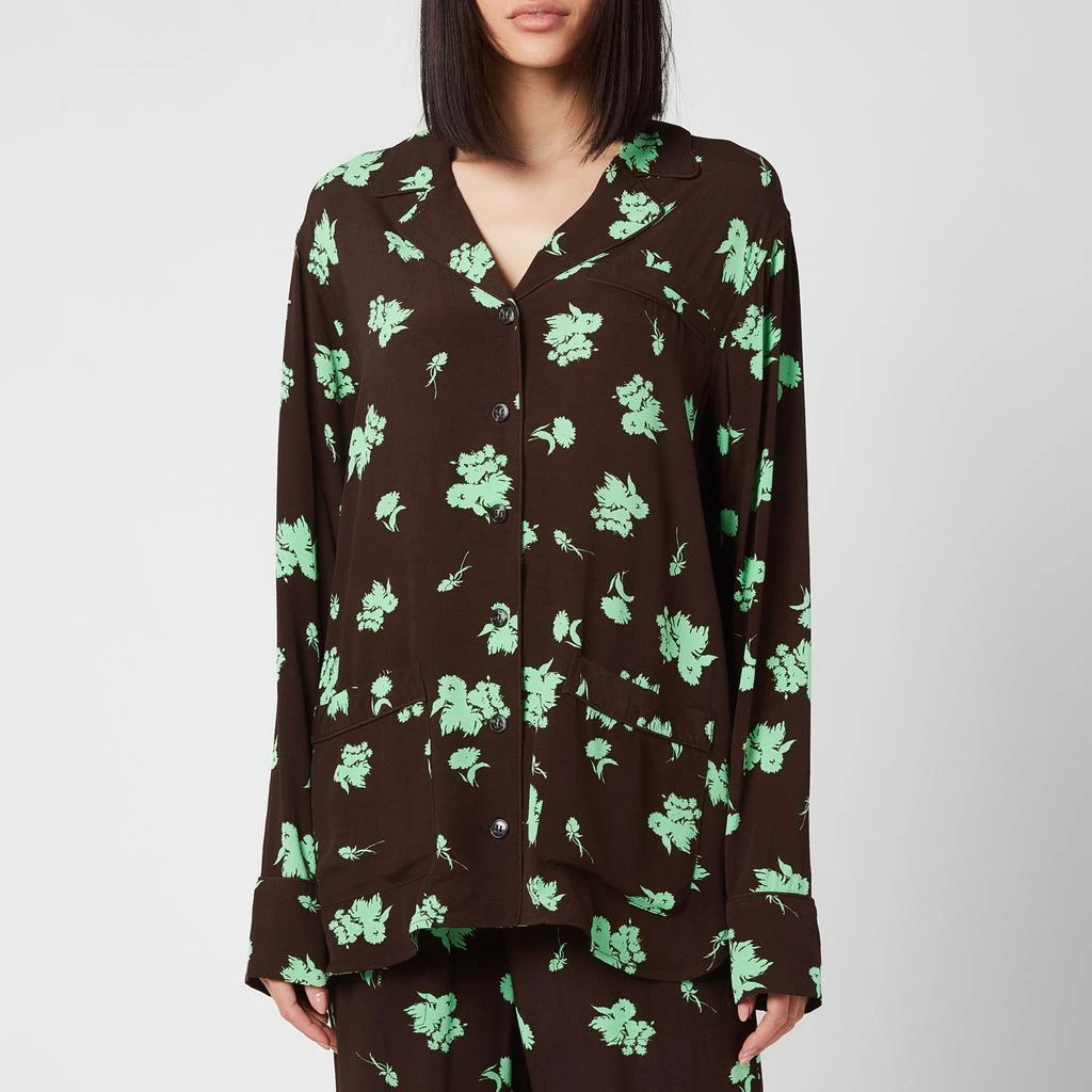 商品Ganni|Ganni Women's Printed Crepe Shirt - Mole,价格¥165,第1张图片