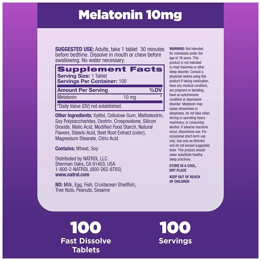 Melatonin 10 mg Maximum Strength Fast Dissolve Tablets Citrus 商品