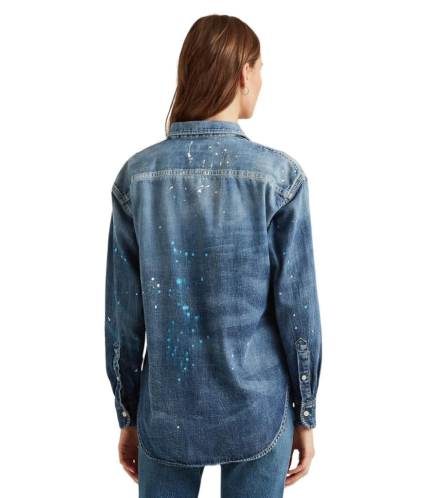 商品Ralph Lauren|Petite Paint Splatter Denim Shirt,价格¥511,第2张图片详细描述