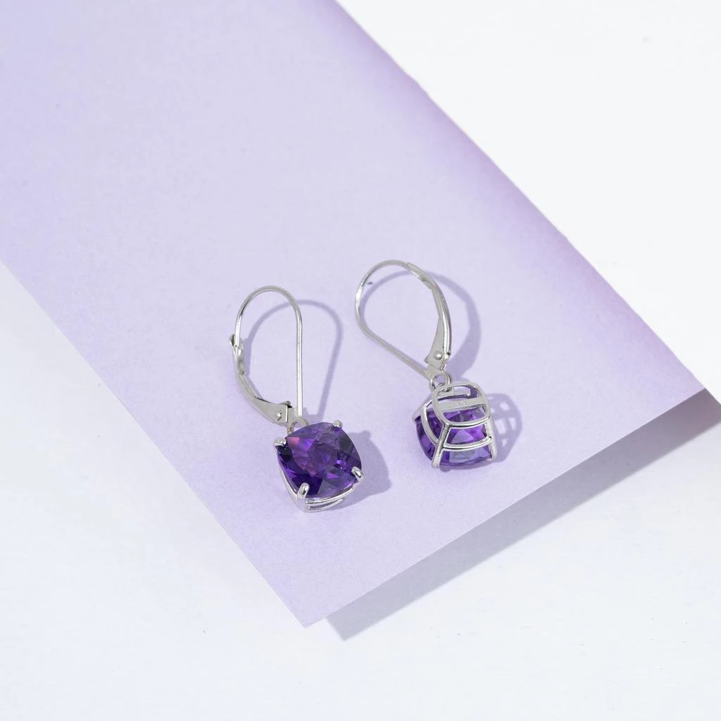 商品MAXCOLOR|14k Solid White Gold Gemstone Dangle Leverback Earrings (8mm),价格¥1216,第5张图片详细描述