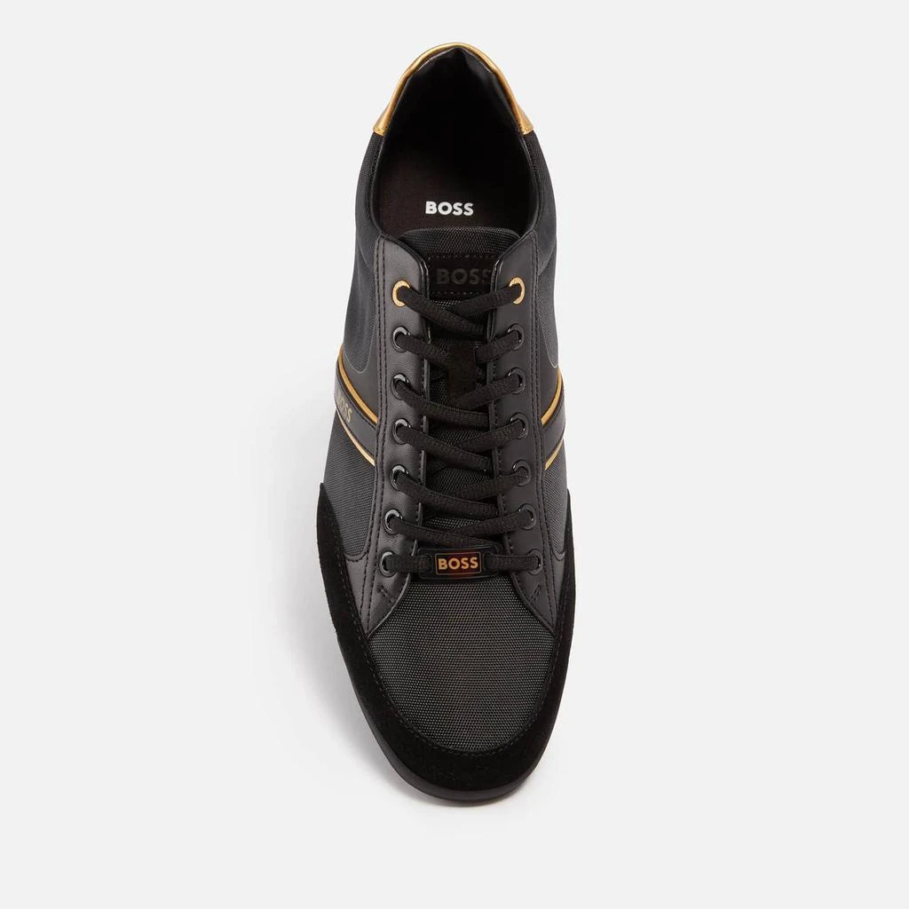 商品Hugo Boss|BOSS Saturn Faux Suede and Faux Leather-Trimmed Canvas Trainers,价格¥907,第3张图片详细描述