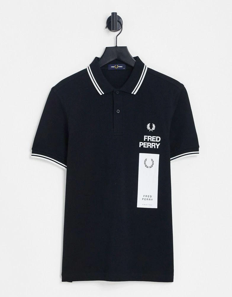 商品Fred Perry|Fred Perry back print polo shirt exclusive to ASOS in black,价格¥634,第2张图片详细描述