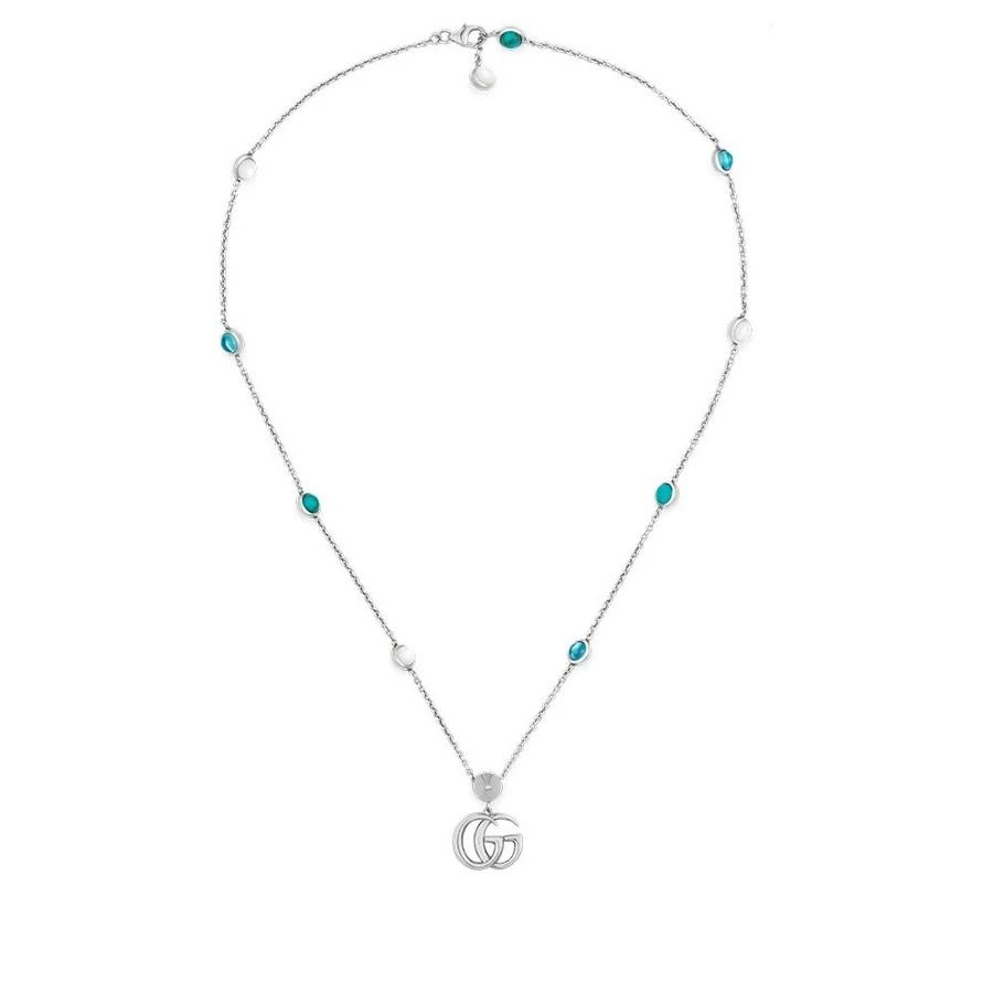 商品Gucci|GG Marmont Mother of Pearl & Topaz Double G Pendant Necklace,价格¥3739,第1张图片