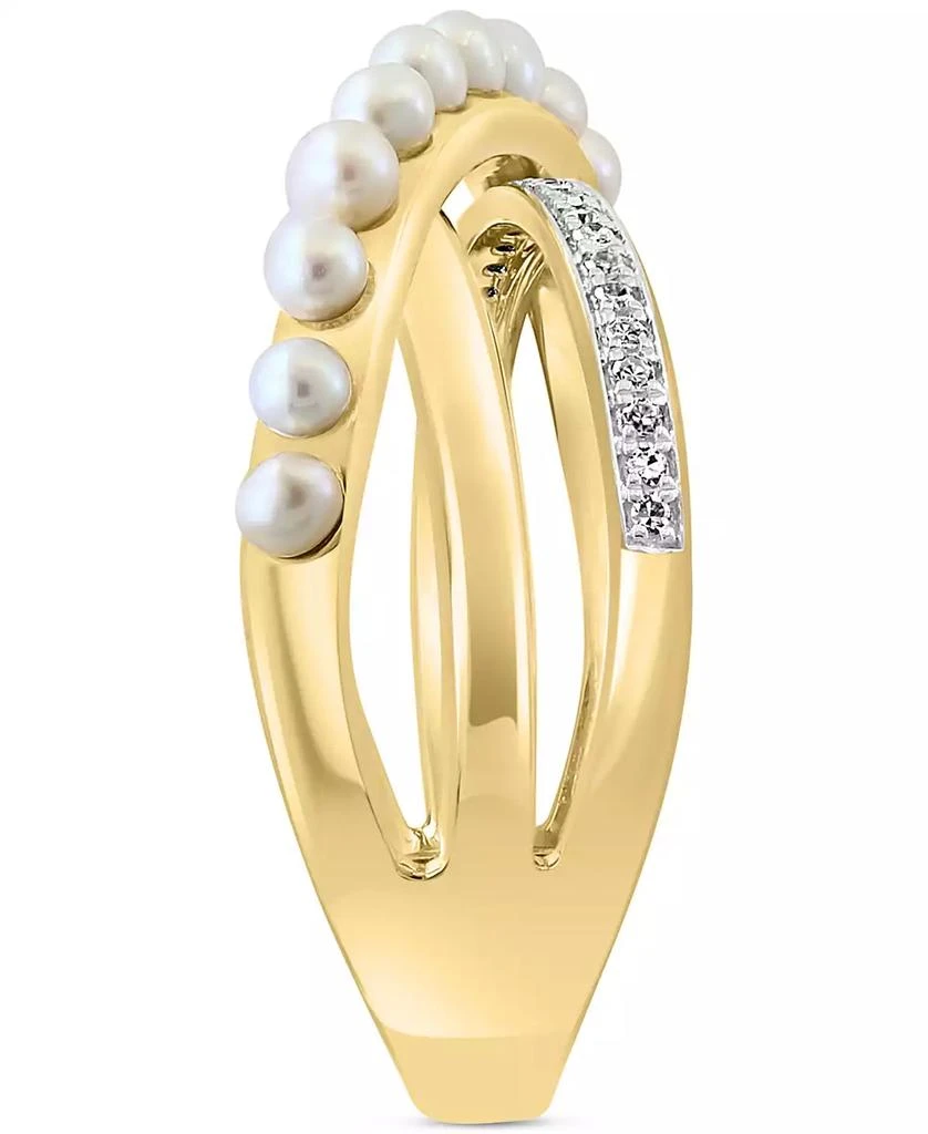 商品Effy|EFFY® Freshwater Pearl (2mm) & Diamond (1/10 ct. t.w.) Crossover Statement Ring in 14k Gold,价格¥4889,第2张图片详细描述