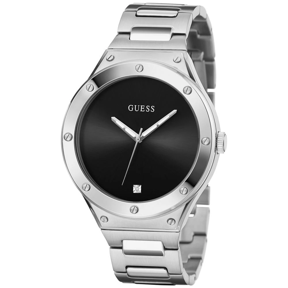 商品GUESS|Men's Diamond Accent Stainless Steel Bracelet Watch 44mm,价格¥449,第3张图片详细描述