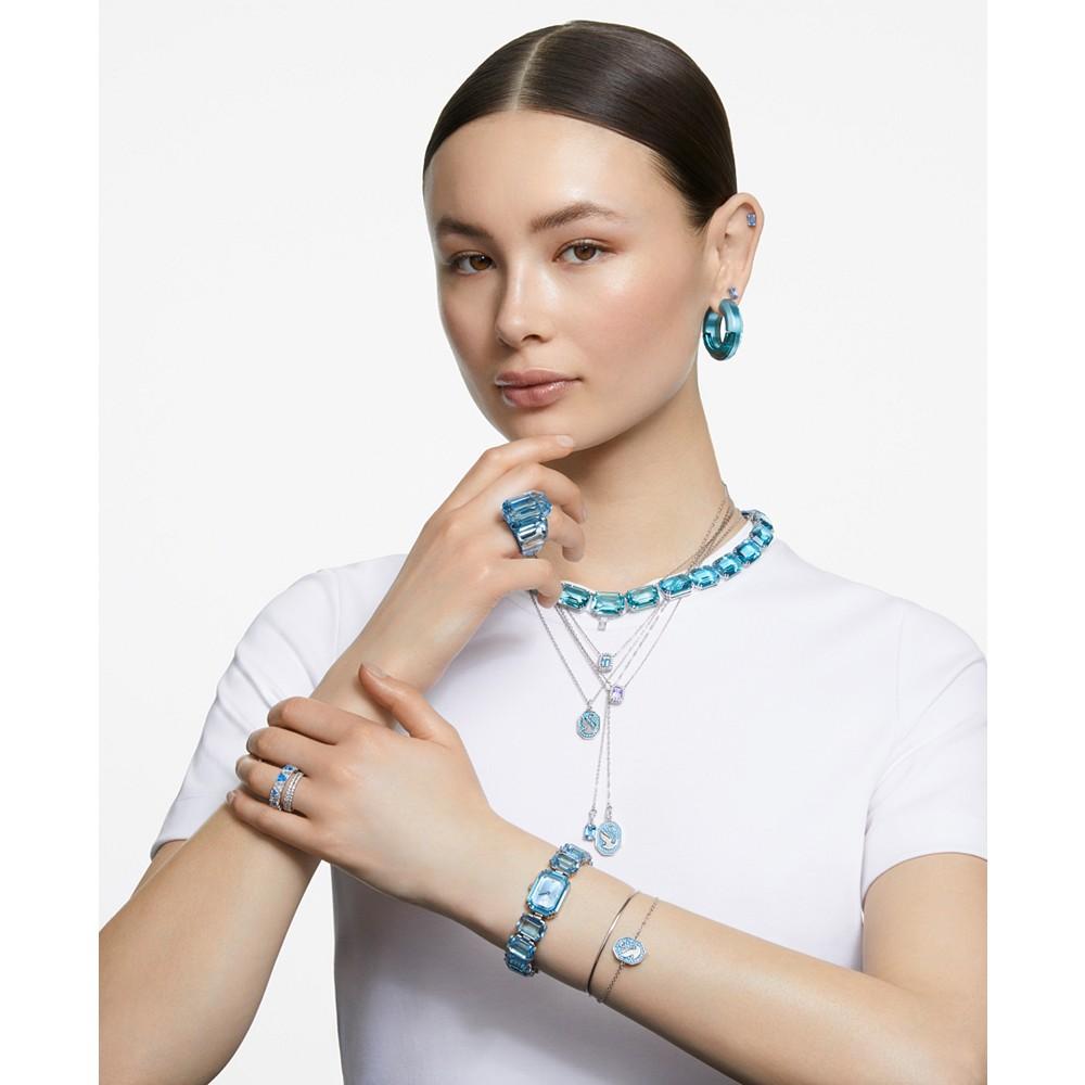 Silver-Tone Millenia Blue Crystal Stud Earrings & 14-7/8" Pendant Necklace Set商品第6张图片规格展示