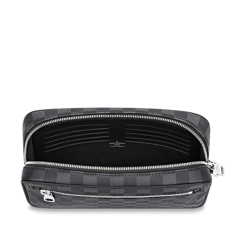 预售10天 Louis Vuitton/路易威登 22春夏新款KASAI系列 男士石墨色方格棋盘帆布配皮徽标印花银扣配腕带拉链开合手拿包N41664 商品