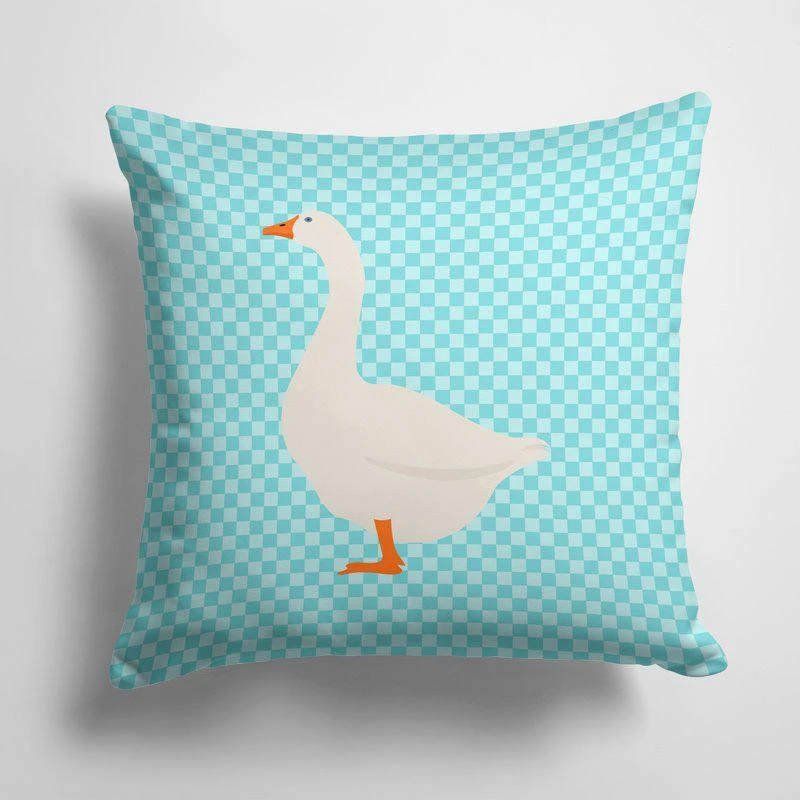 商品Caroline's Treasures|14 in x 14 in Outdoor Throw PillowEmbden Goose Blue Check Fabric Decorative Pillow 15 X 15 IN,价格¥269,第1张图片