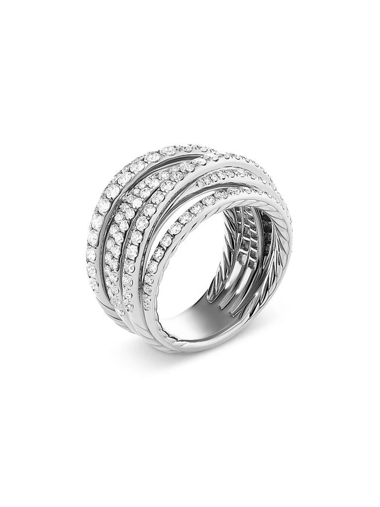 商品David Yurman|Pavé Crossover Ring in 18K White Gold,价格¥67343,第3张图片详细描述