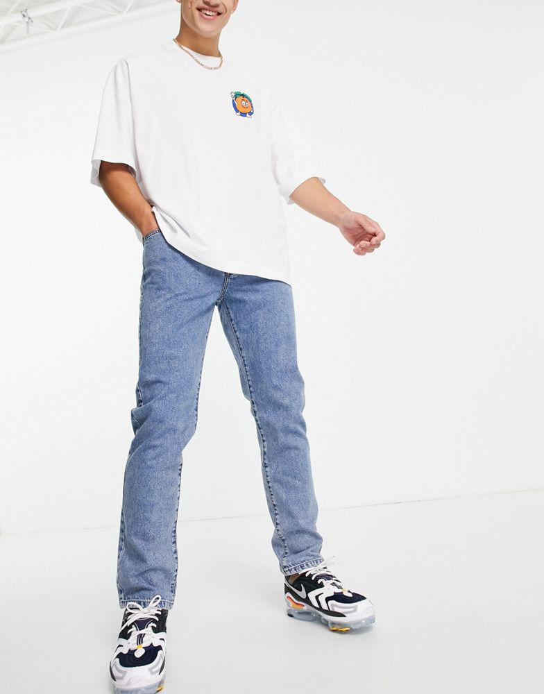 Topman straight jeans in mid wash blue商品第1张图片规格展示