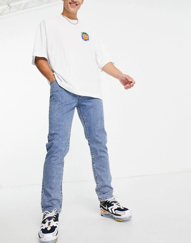 商品Topman|Topman straight jeans in mid wash blue,价格¥201,第1张图片