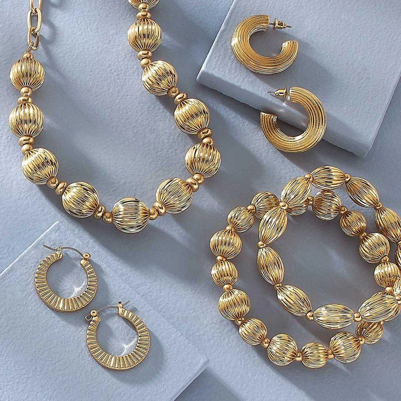 商品Canvas Style|Jade Ribbed Metal Chain Link Necklace,价格¥227,第2张图片详细描述