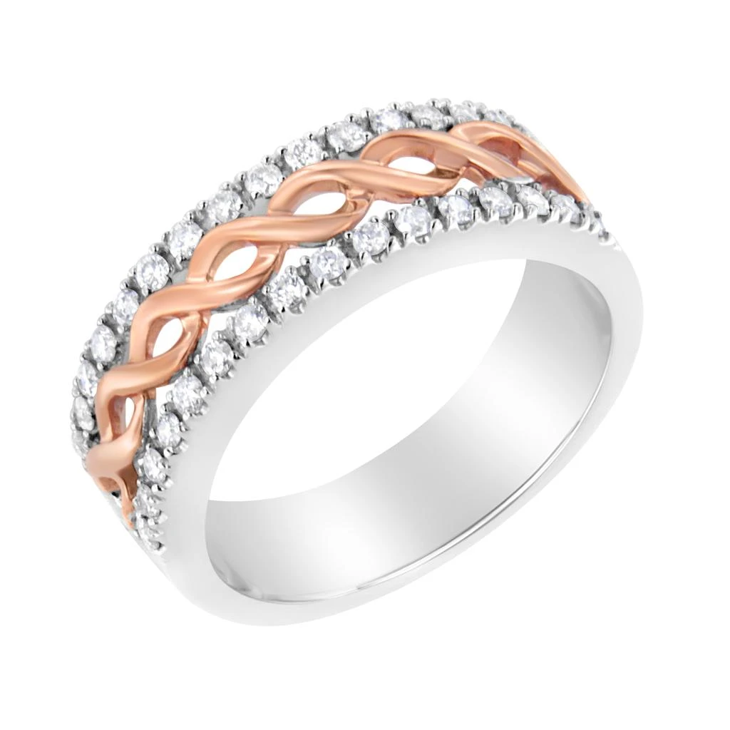 商品Haus of Brilliance|10K White and Rose Gold 1/3 Cttw Diamond Split Shank and Infinity Ribbon Band Ring,价格¥6316,第3张图片详细描述