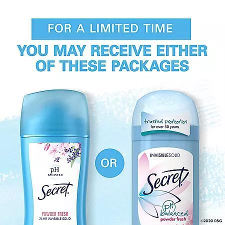 商品Secret|Secret Invisible Solid Antiperspirant and Deodorant, Powder Fresh (2.1 oz., 5 pk.),价格¥56,第5张图片详细描述