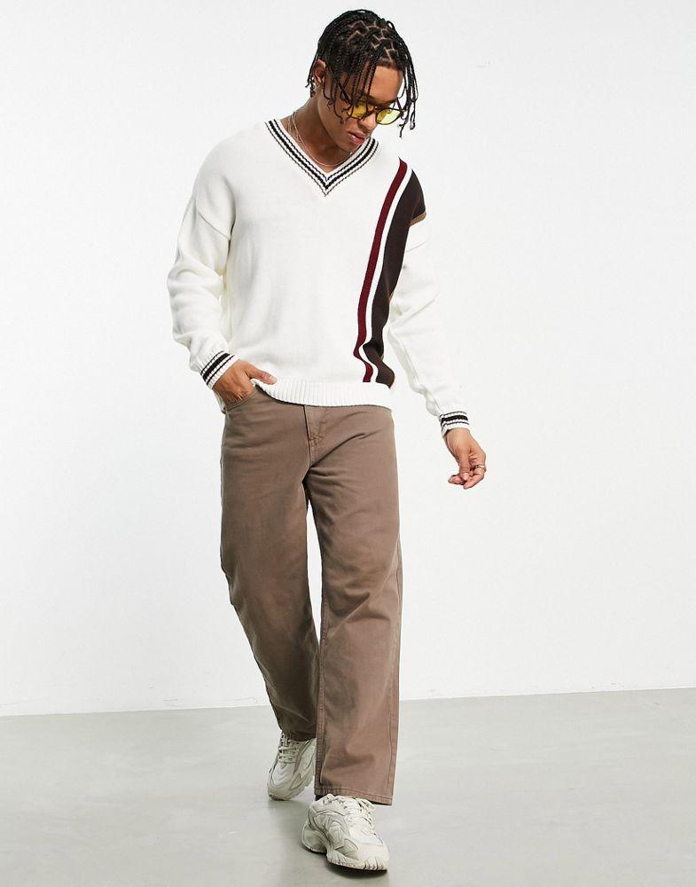 ASOS DESIGN knitted cricket jumper in off white商品第4张图片规格展示