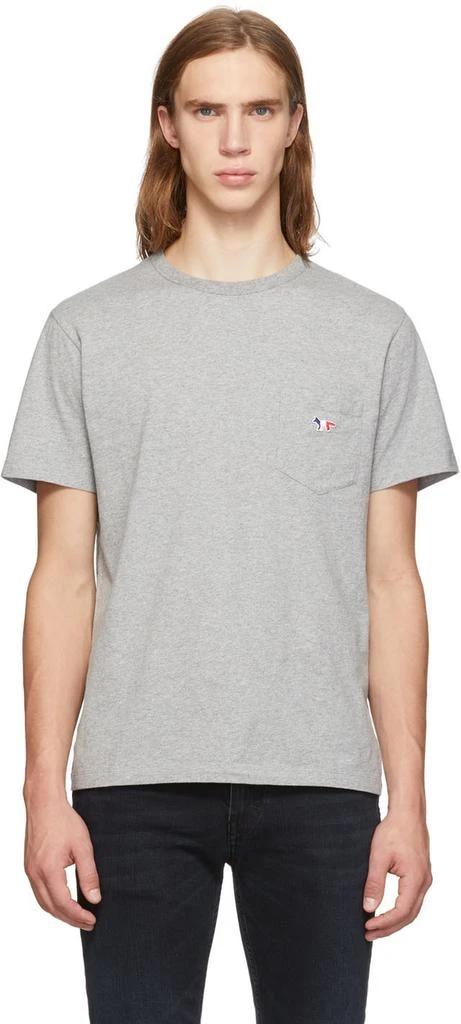 商品Maison Kitsune|Grey Tricolor Fox Pocket T-Shirt,价格¥495,第1张图片