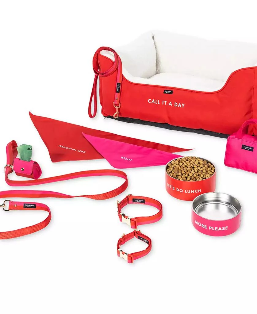 商品Kate Spade|Large Red & Pink Stainless Steel Dog Bowl,价格¥143,第2张图片详细描述