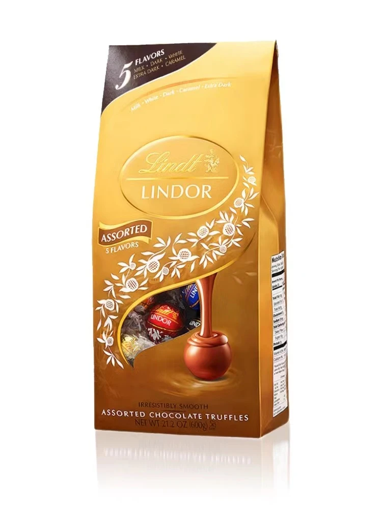 商品LINDT|Lindt瑞士莲进口软心精选牛奶巧克力球白巧黑巧榛仁600克休闲零食,价格¥161,第1张图片
