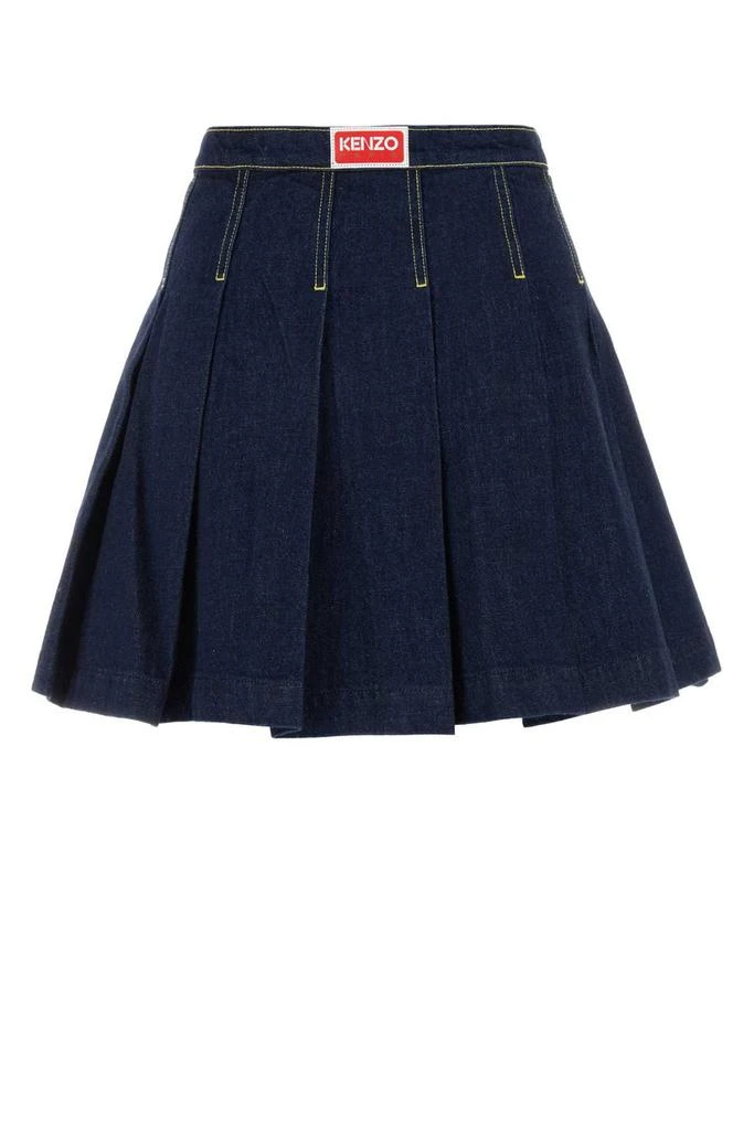 商品Kenzo|Kenzo Logo Patch Pleated Denim Mini Skirt,价格¥2262,第2张图片详细描述
