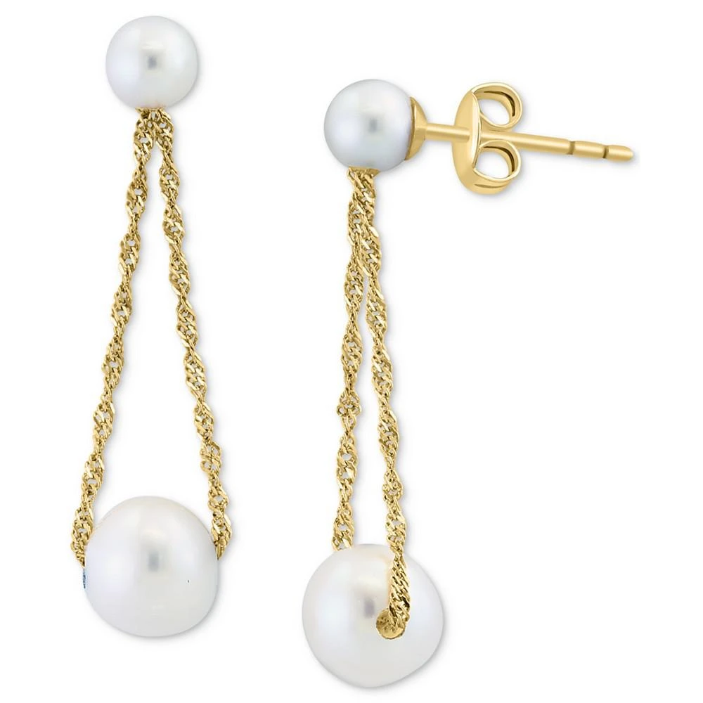 商品Effy|EFFY® Freshwater Pearl (4 & 6mm) Rope Dangle Drop Earrings in 14k Gold,价格¥1506,第1张图片