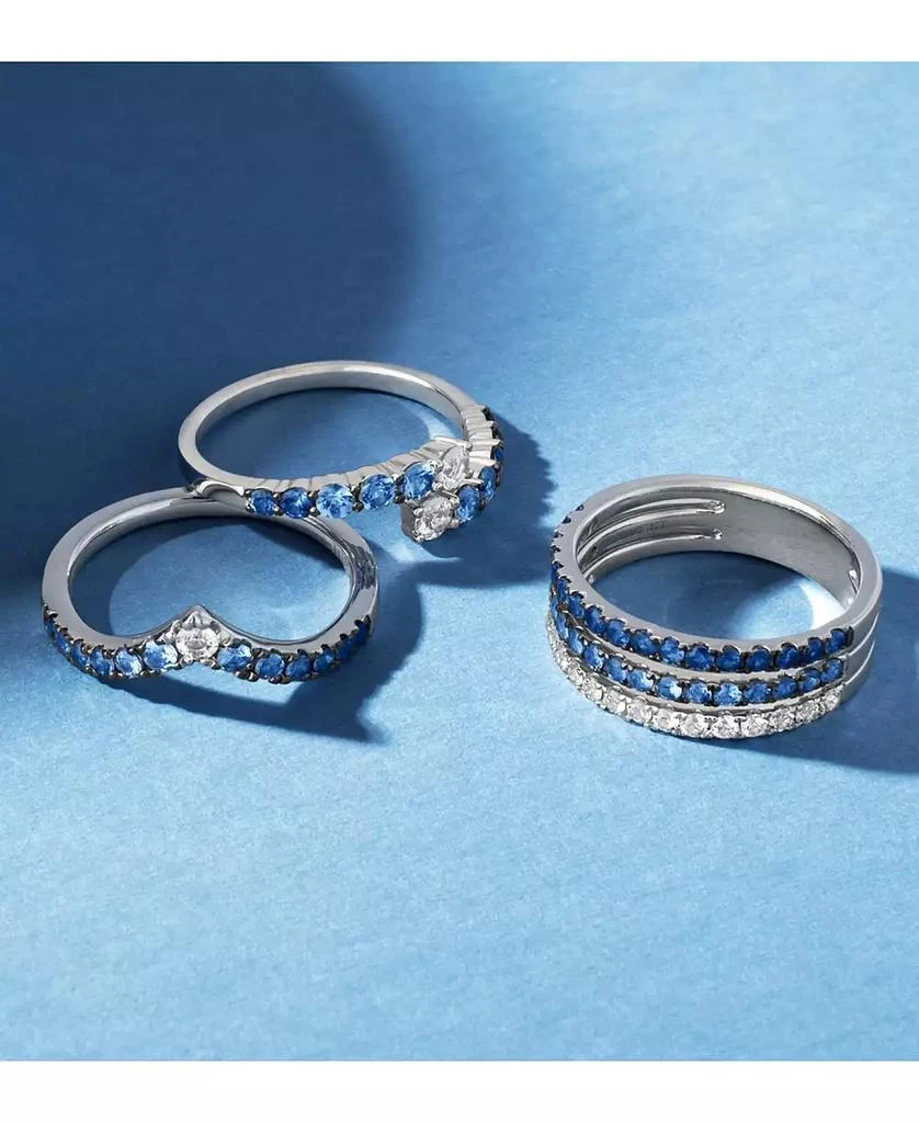 商品Le Vian|Denim Ombré (1/3 ct. t.w.) & White Sapphire (1/10 ct. t.w.) V Ring in 14k White Gold,价格¥3662,第5张图片详细描述