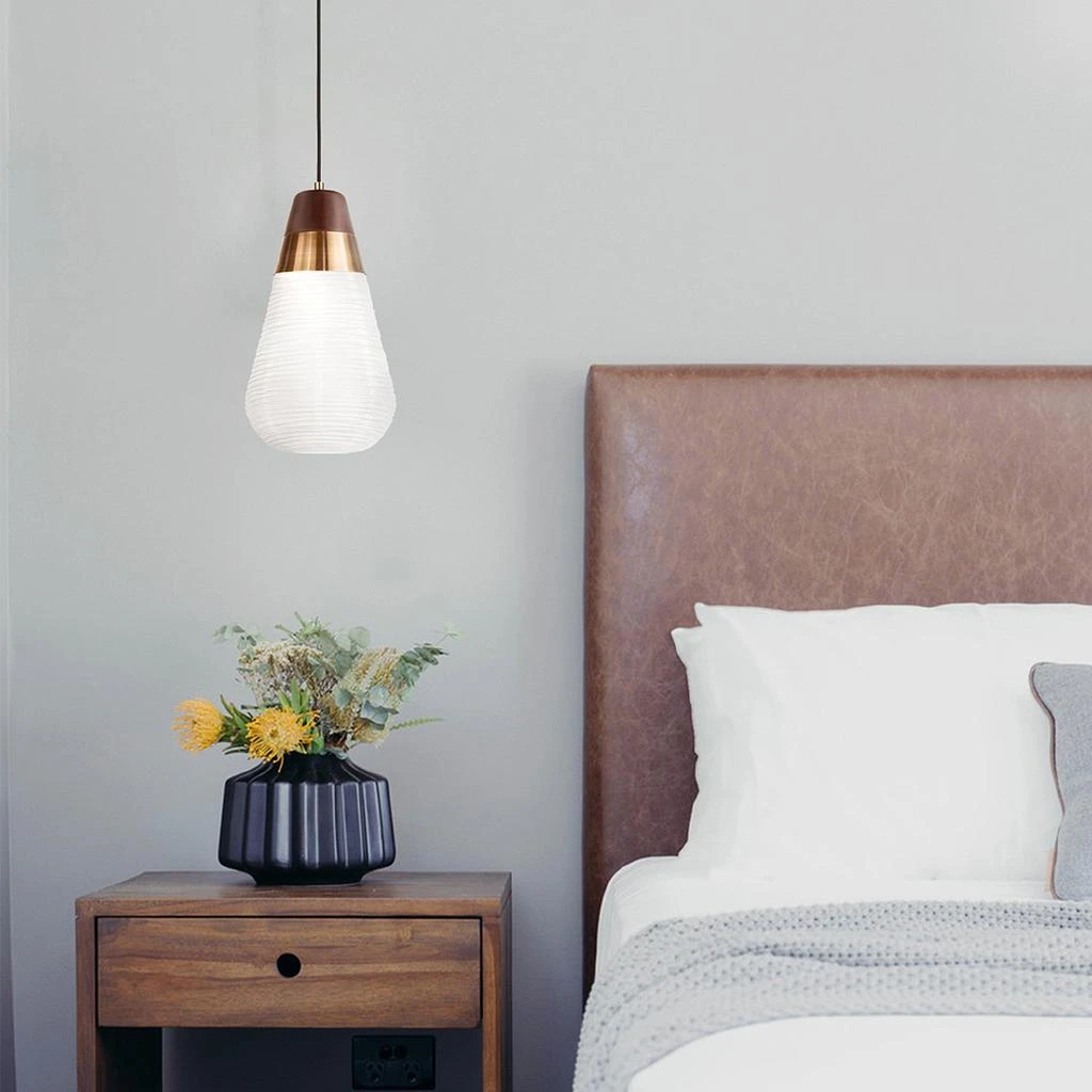 商品Nova of California|Nova of California Sunset 27" Hardwired Pendant in Weathered Brass and Walnut,价格¥476,第1张图片
