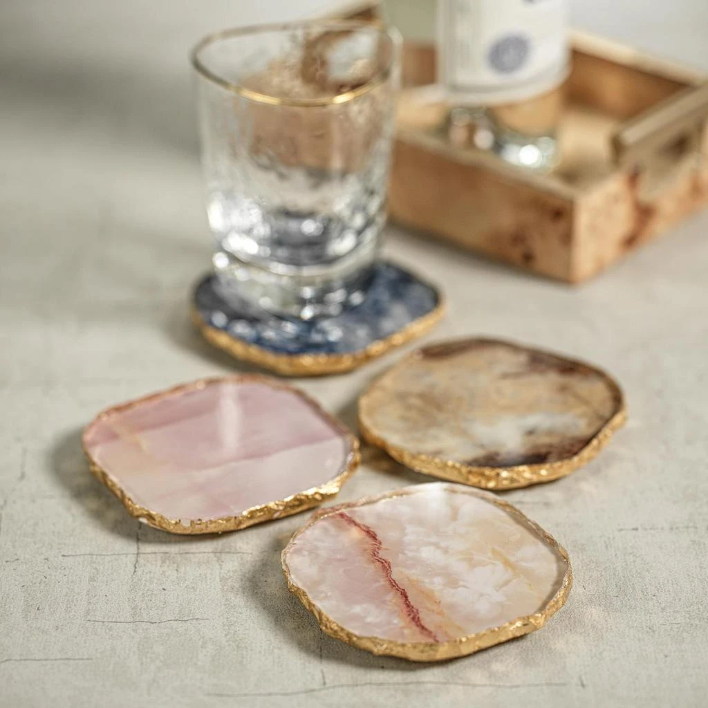 商品Zodax|Viken 4-Piece Agate Marble Glass Coaster Set,价格¥340,第3张图片详细描述
