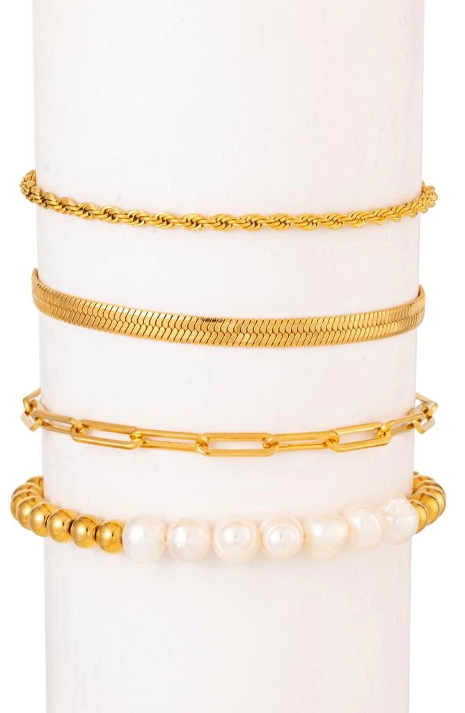 商品EYE CANDY LOS ANGELES|Ambre Set of 4 Imitation Pearl & Chain Bracelets,价格¥268,第1张图片