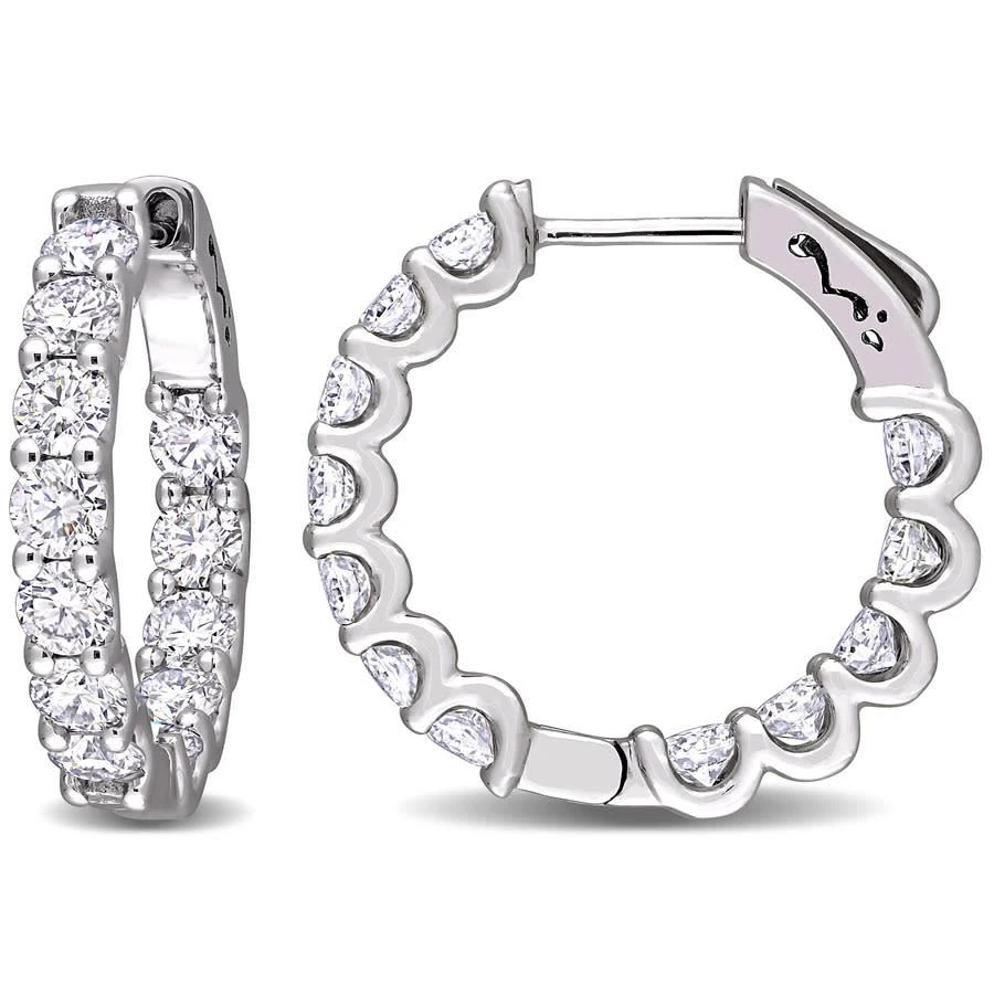 商品Amour|3 CT DEW Created Moissanite Beaded Hoop Earrings In 10K White Gold,价格¥3379,第1张图片