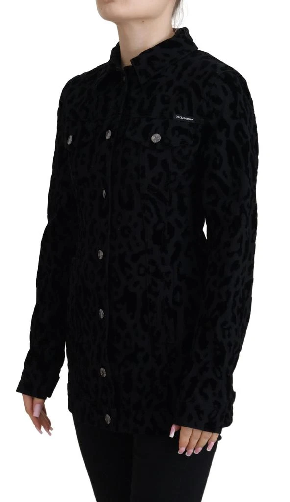 商品Dolce & Gabbana|Dolce & Gabbana Black Leopard Long Sleeve Denim Cotton Jacket,价格¥3649,第2张图片详细描述