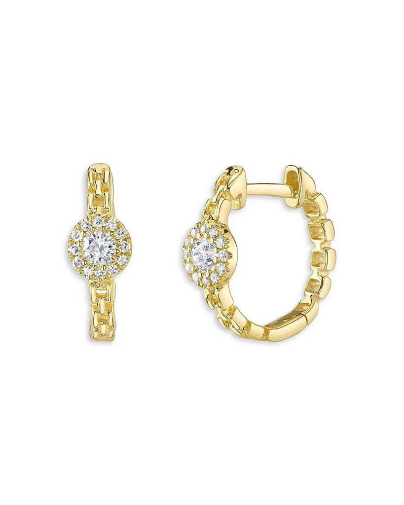 商品Moon & Meadow|14K Yellow Gold Eden Diamond Halo Chain Link Small Hoop Earrings,价格¥4269,第1张图片