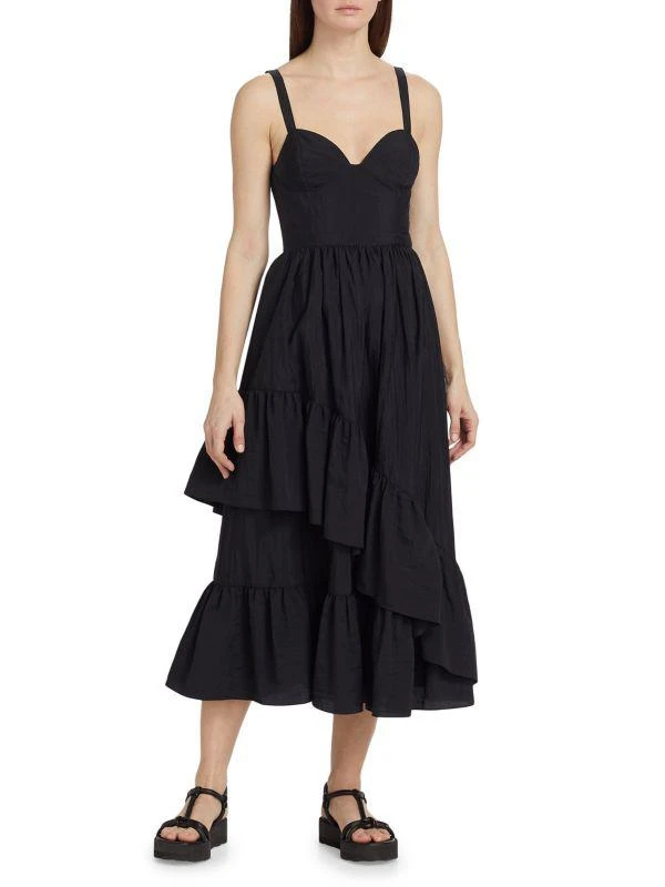 商品Cinq à Sept|Amy Asymmetric Ruffle Midi-Dress,价格¥1055,第1张图片