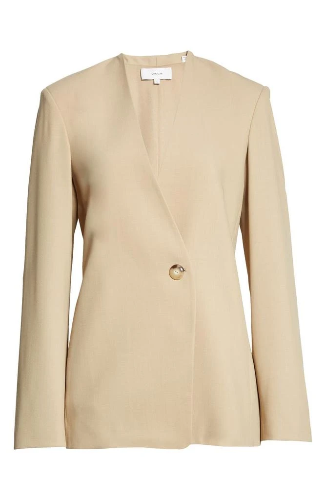Collarless Wool Blend Blazer 商品