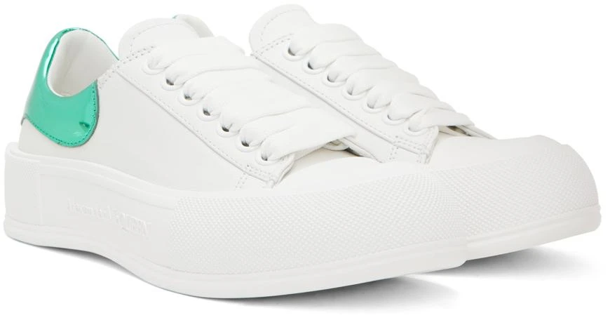 商品Alexander McQueen|White & Green Deck Plimsoll Sneakers,价格¥2065,第4张图片详细描述