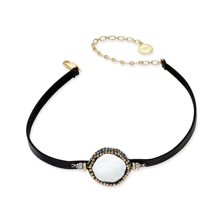 商品Paul & Pitü Naturally|Hematite and Cultured Freshwater Pearl Faux Leather Choker Necklace,价格¥565,第1张图片