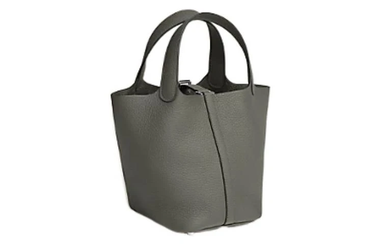 商品[国内直发] Hermes|爱马仕 Picotin 18 银扣 Clemence小公牛皮 菜篮子水桶包手提包 18 女款 0L Grismeyer积雨云灰,价格¥41637,第5张图片详细描述