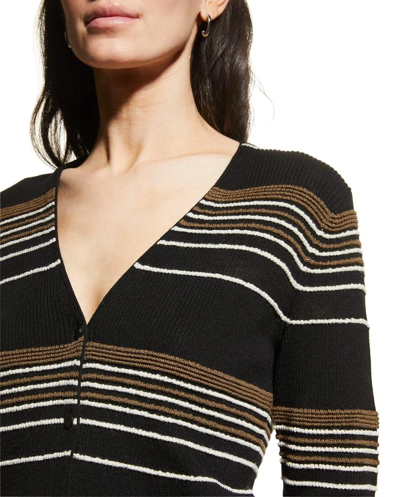 商品Theory|Ottoman Stripe V-Neck Cardigan,价格¥680,第5张图片详细描述