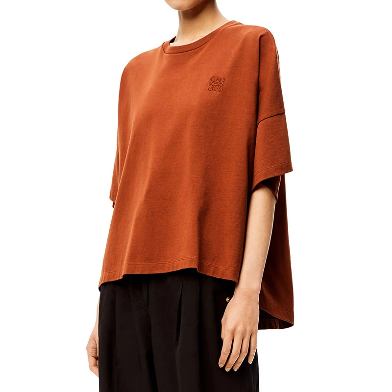 商品Loewe|【预售3-7天】LOEWE/罗意威 22年春夏新款 女士棕色纯棉超大号短款短袖T恤S359333XC9-2530,价格¥2533,第5张图片详细描述