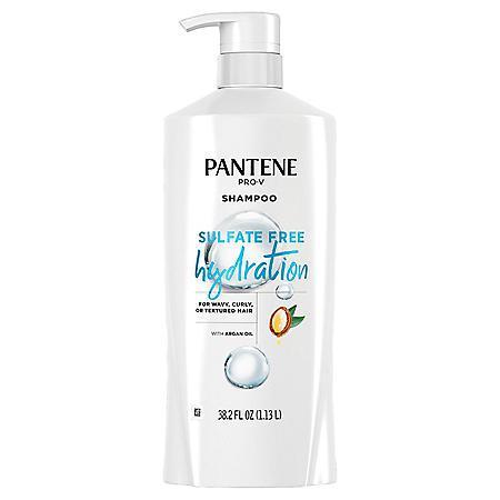 商品Pantene|Pantene Pro-V Sulfate Free, Paraben Free, Mineral Oil Free & Dye Free Hydrating Shampoo with Argan Oil for Curly, Wavy or Textured Hair (38.2 fl. oz.),价格¥73,第1张图片