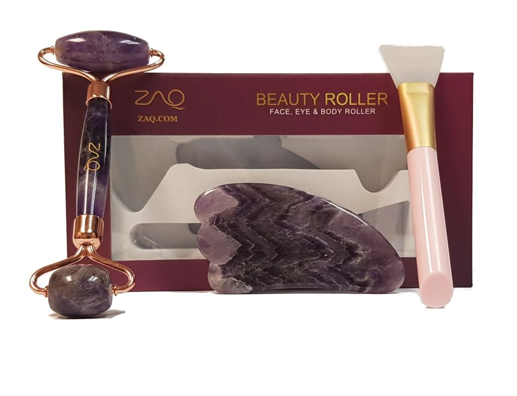 商品ZAQ|Amethyst Facial Roller, Gua Sha, Brush Set,价格¥249,第1张图片