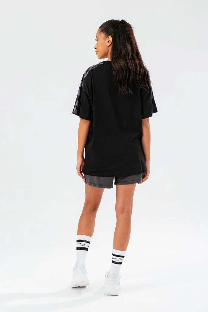 HYPE WOMENS BLACK LEOPARD LABEL BOXY T-SHIRT 商品