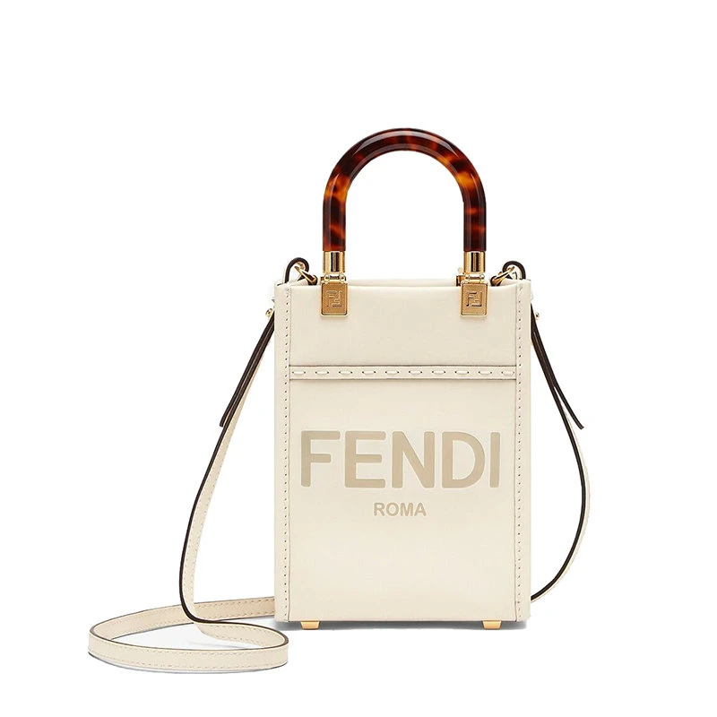 商品Fendi|【预售3-7天】FENDI/芬迪 SUNSHINE系列 女士迷你白色小牛皮有机玻璃硬质手柄斜跨手提单肩包8BS051ABVLF0K7E,价格¥10204,第1张图片